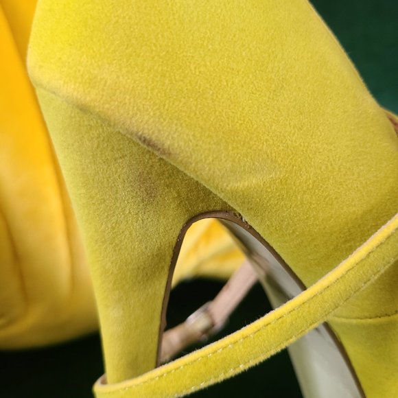 Vibrant Yellow Colin Stuart Peep Toe Suede Platform Heels - Picture 6 of 9